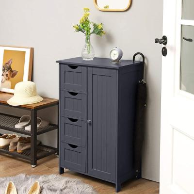 VASAGLE Floor Cabinet with 4 Drawers and Adjustable Shelf Gray LHC41GY