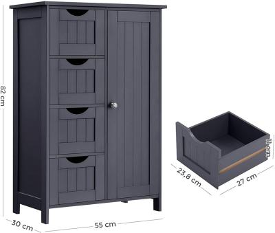 VASAGLE Floor Cabinet with 4 Drawers and Adjustable Shelf Gray LHC41GY