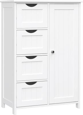 VASAGLE Floor Cabinet with 4 Drawers and Adjustable Shelf White LHC41W