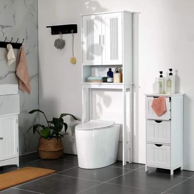 VASAGLE Toilet Shelf with Shelf and Double Doors White BBC10WT