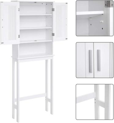 VASAGLE Toilet Shelf with Shelf and Double Doors White BBC10WT