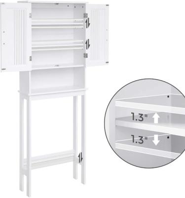 VASAGLE Toilet Shelf with Shelf and Double Doors White BBC10WT