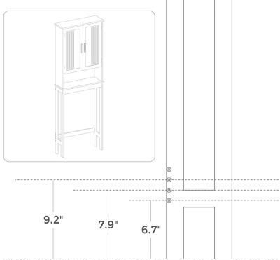 VASAGLE Toilet Shelf with Shelf and Double Doors White BBC10WT