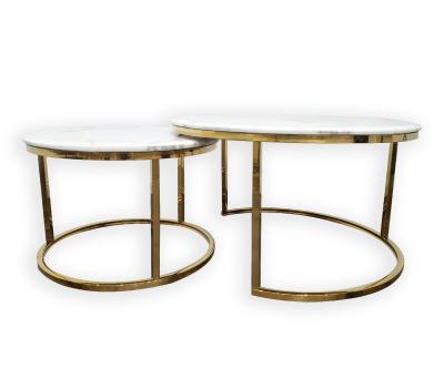 Nesting style Coffee Table - White on Gold - 60cm/40cm