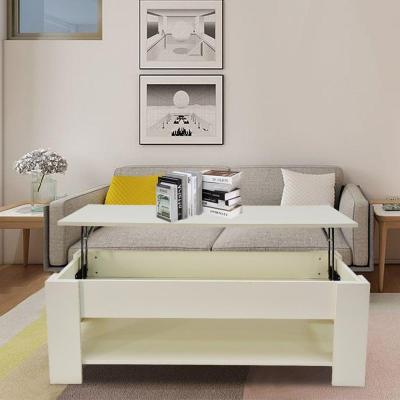 Lift Up Coffee Table with Storage – White