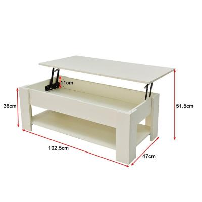 Lift Up Coffee Table with Storage – White