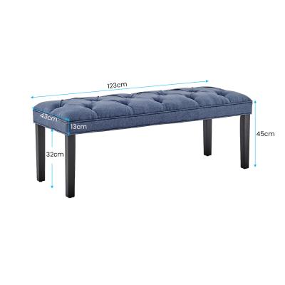 Sarantino Cate Button-tufted Upholstered Bench With Tapered Legs By Sarantino - Blue Linen