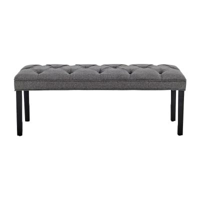 Sarantino Cate Button-tufted Upholstered Bench With Tapered Legs - Dark Grey Linen