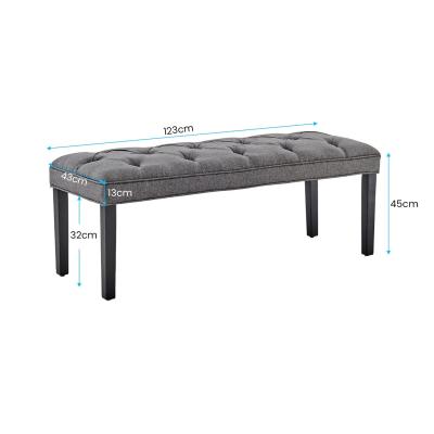 Sarantino Cate Button-tufted Upholstered Bench With Tapered Legs - Dark Grey Linen