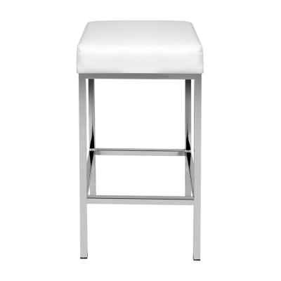 Artiss Set of 2 PU Leather Backless Bar Stools - White and Chrome