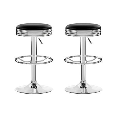 Artiss Set of 2 Backless PU Leather Bar Stools - Black and Chrome