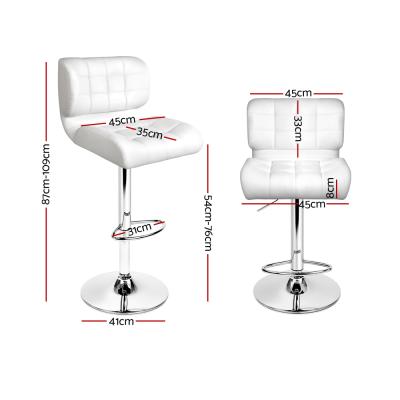 Artiss Set of 2 PU Leather Gas Lift Bar Stools - White and Chrome