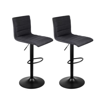 Artiss Set of 2 Faux Linen Bar Stools - Black