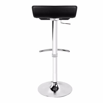 2X Black Bar Stools Faux Leather Low Back Adjustable Crome Base Gas Lift Slim Seat Swivel Chairs