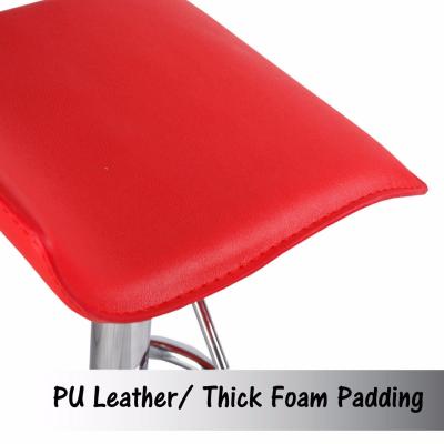 2X Red Bar Stools Faux Leather Low Back Adjustable Crome Base Gas Lift Slim Seat Swivel Chairs