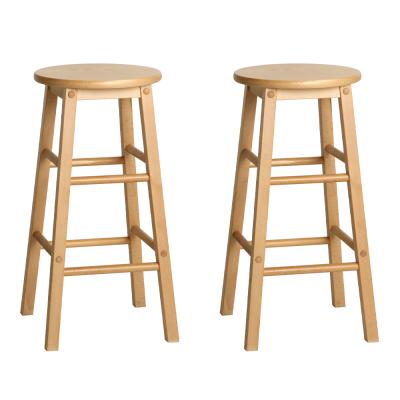 Artiss Set of 2 Beech Wood Backless Bar Stools - Natural