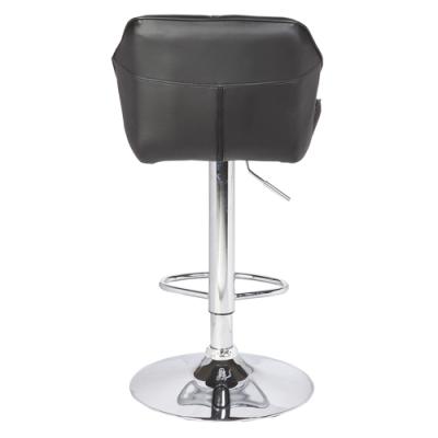 2X Black Bar Stools Faux Leather Mid High Back Adjustable Crome Base Gas Lift Swivel Chairs