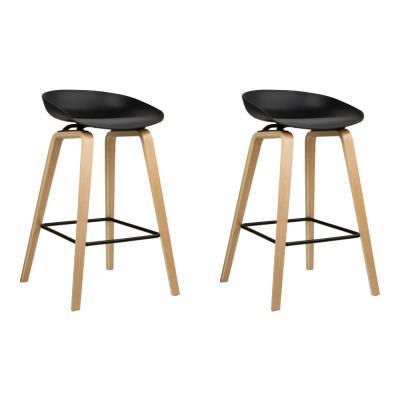 Artiss Set of 2 Wooden Square Footrest Bar Stools - Black