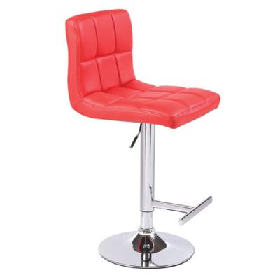 2X Red Bar Stools Faux Leather Mid High Back Adjustable Crome Base Gas Lift Swivel Chairs