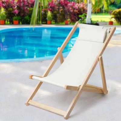 Gardeon Outdoor Chairs Sun Lounge Deck Beach Chair Folding Wooden Patio Furniture Beige