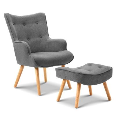 Artiss Armchair and Ottoman - Grey