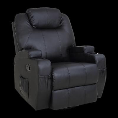 Black Massage Sofa Chair Recliner 360 Degree Swivel PU Leather Lounge 8 Point Heated