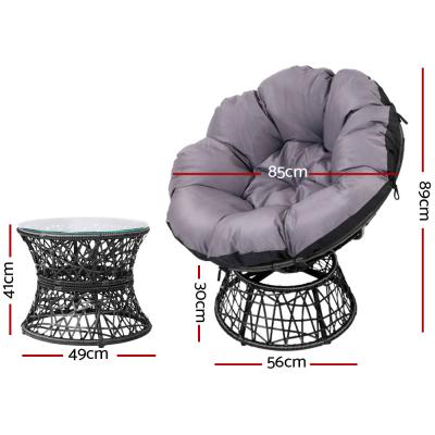 Gardeon Outdoor Papasan Chairs Table Lounge Setting Patio Furniture Wicker Black