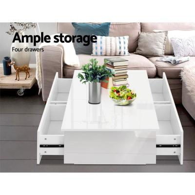 Artiss Modern Coffee Table 4 Storage Drawers High Gloss Living Room Furniture White