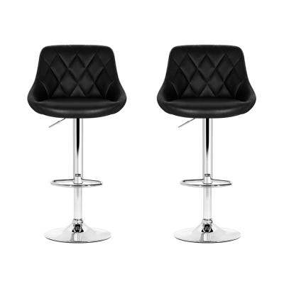 Artiss Set of 2 Bar Stools PU Leather Diamond Style - Black