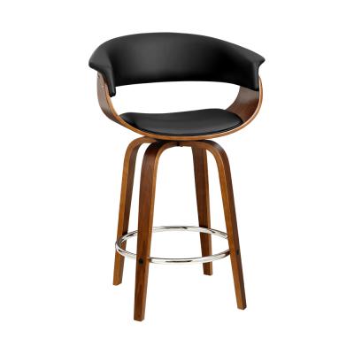 Artiss Swivel PU Leather Bar Stool - Wood and Black