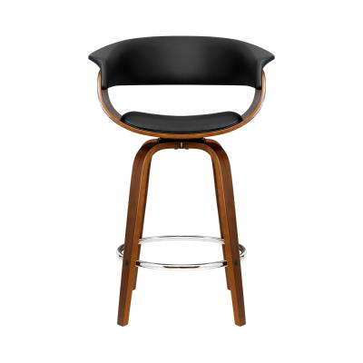 Artiss Swivel PU Leather Bar Stool - Wood and Black