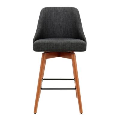 Artiss Set of 2 Wooden Fabric Bar Stools Square Footrest - Charcoal