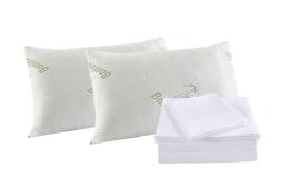 King Bamboo Blend Sheet Set and Bamboo Pillows Ultra Soft - White