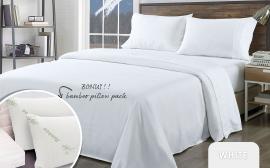 King Bamboo Blend Sheet Set and Bamboo Pillows Ultra Soft - White