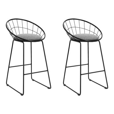 Artiss Set of 2 Bar Stools Steel Fabric - Grey and Black