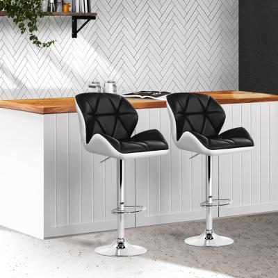 Artiss Set of 2 Kitchen Bar Stools - White, Black and Chrome