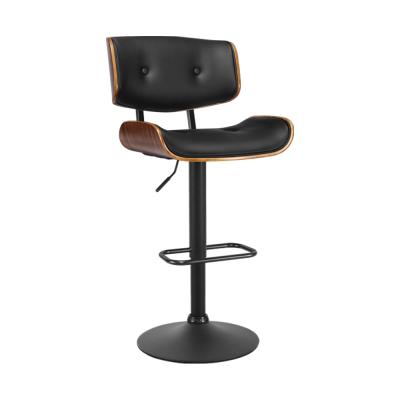 Artiss Bar Stool Gas Lift Wooden PU Leather - Black and Wood