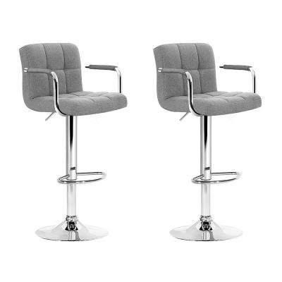 Artiss Set of 2 Bar Stools Gas lift Swivel - Steel and Grey