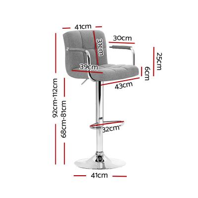 Artiss Set of 2 Bar Stools Gas lift Swivel - Steel and Grey