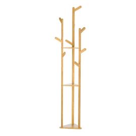 Bamboo Clothes Rack with 9 Hooks