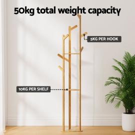 Bamboo Clothes Rack with 9 Hooks