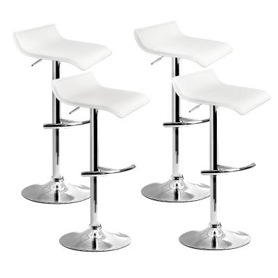 Artiss Set of 4 PU Leather Wave Style Bar Stools - White