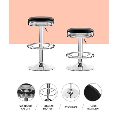 Artiss Set of 4 PU Leather Backless Bar Stools - Black and Chrome