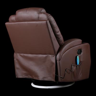 Brown Massage Sofa Chair Recliner 360 Degree Swivel PU Leather Lounge 8 Point Heated