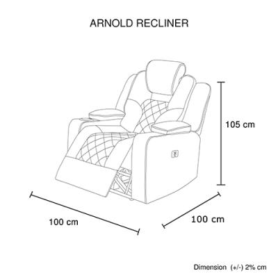 3+1+1 Seater Electric Recliner Stylish Rhino Fabric Black Lounge Armchair with LED Features