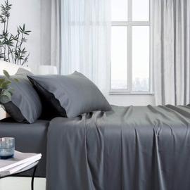 Queen Bamboo Cotton Sheet Set in Charcoal