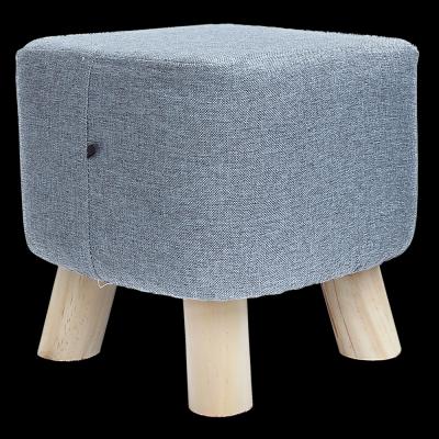 Fabric Ottoman Foot Stool Rest Pouffe Footstool Wood Storage Padded Seat