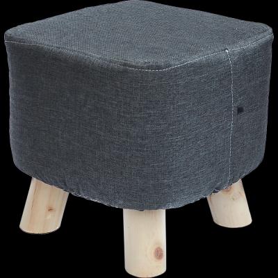 Fabric Ottoman Foot Stool Rest Pouffe Footstool Wood Storage Padded Seat