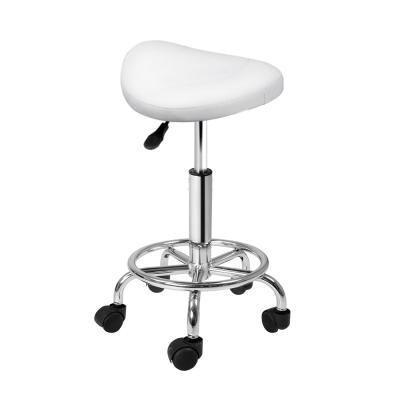 Artiss Saddle Salon Stool White PU Swivel Barber Hair Dress Chair Hydraulic Lift