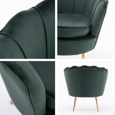 La Bella Shell Scallop Green Armchair Lounge Chair Accent Velvet